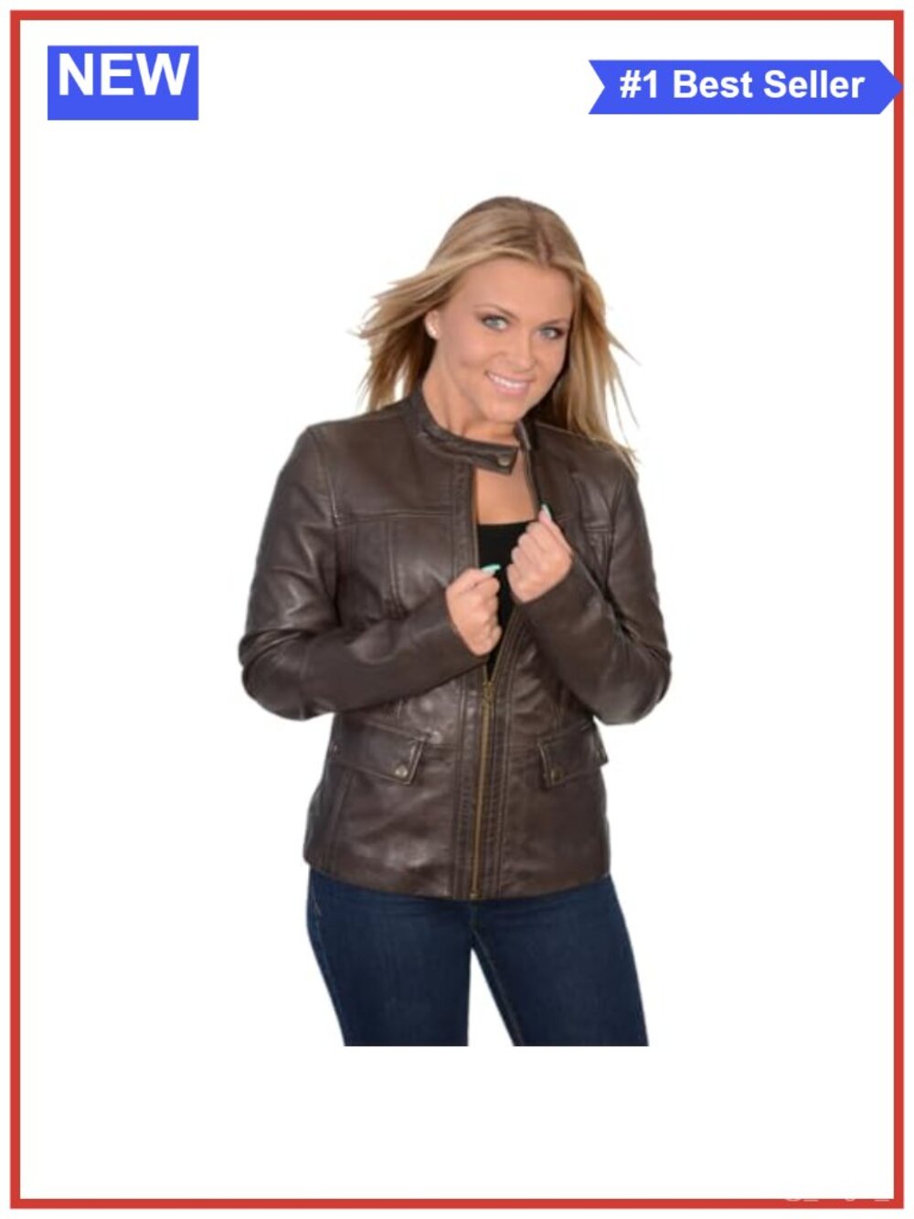 Lambskin Leather Jacket Snap Collar Aviator Moto Biker
